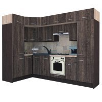 Bucatarie de Colt BIG GENA NEW DR. 150-290, Wenge / Decor 7648